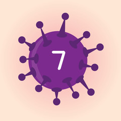 Number 7, Illustratition coronavirus or covid-19 virus infection icon. 