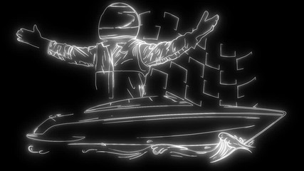 Wall Mural - animation of a boat and that lights up