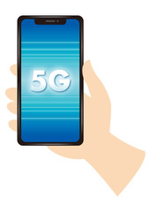 5Gのスマホを持つ手