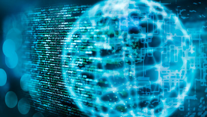 programming code and globe