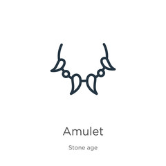 Wall Mural - Amulet icon. Thin linear amulet outline icon isolated on white background from stone age collection. Line vector sign, symbol for web and mobile