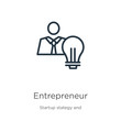 © Premium Art - Entrepreneur icon. Thin linear entrepreneur outline icon isolated on white background from startup stategy and success collection. Line vector sign, symbol for web and mobile