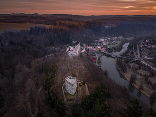 Wall Mural - Cesky Sternberk Castle is a Bohemian castle of the mid-13th century, located on the west side of the River Sazava overlooking the village with the same name of the Central.