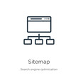 Sitemap icon. Thin linear sitemap outline icon isolated on white background from seo & web collection. Line vector sign, symbol for web and mobile