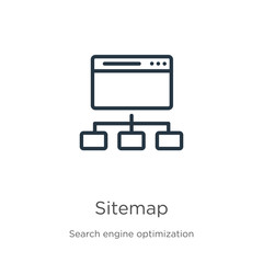 Wall Mural - sitemap icon. thin linear sitemap outline icon isolated on white background from seo & web collectio