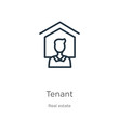 Tenant icon. Thin linear tenant outline icon isolated on white background from real estate collection. Line vector sign, symbol for web and mobile