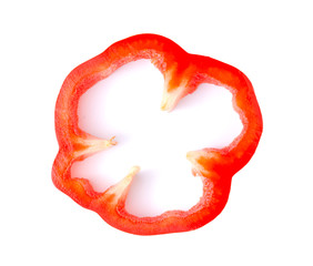 Fresh red pepper slice isolated on white background