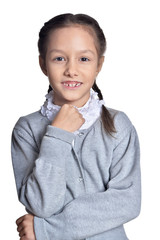 Canvas Print - Cute little girl posing isolated on white background