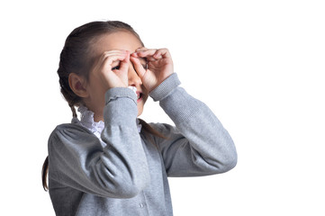 Canvas Print - Cute little girl looking away isolated on white background