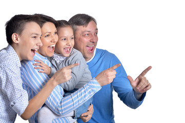 Wall Mural - Close up portrait of happy smiling family posing together