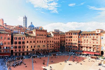 Wall Mural - Cityscape of Piazza del Campo Square in Siena