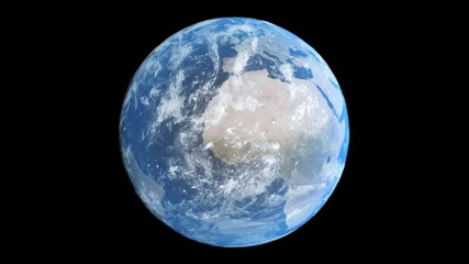loopable spinning planet earth with cloud. outer space view isolated on black background with alpha 