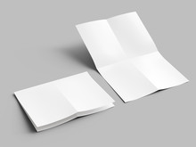 Sheet Of Paper Folded To Four. Letter Or Poster Mockup. 3d Illustration