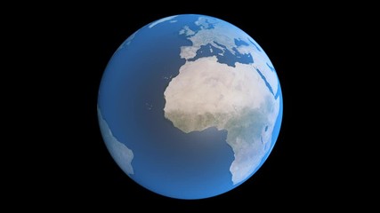 Wall Mural - Loopable spinning planet earth. Outer space view isolated on black background with alpha channel. 