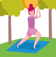 Canvas Print - young woman practicing yoga in mat outdoor healthy life