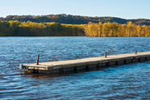 Pier Waters And Woodlands Of Mississippi River In Prairie Du Chien