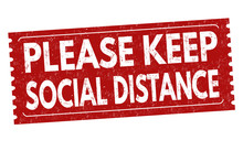 Please Keep Social Distance Sign Or Stamp