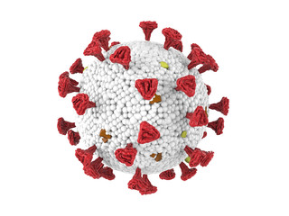 Corona Covid 19 Virus with white and red texture 3d Render