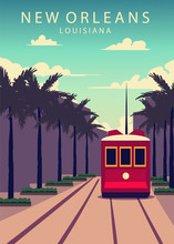 Poster New Orleans Landscape. New-Orleans Vector Illustration.
