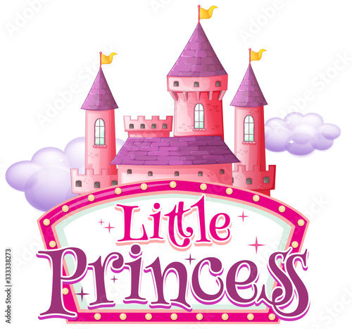 Font design for word little princess with pink castle Poster Mural XXL