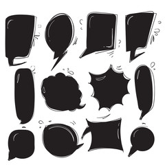 Wall Mural - collection of Hand drawn speech bubbles. Doodle set element. Vector illustration.cartoon style