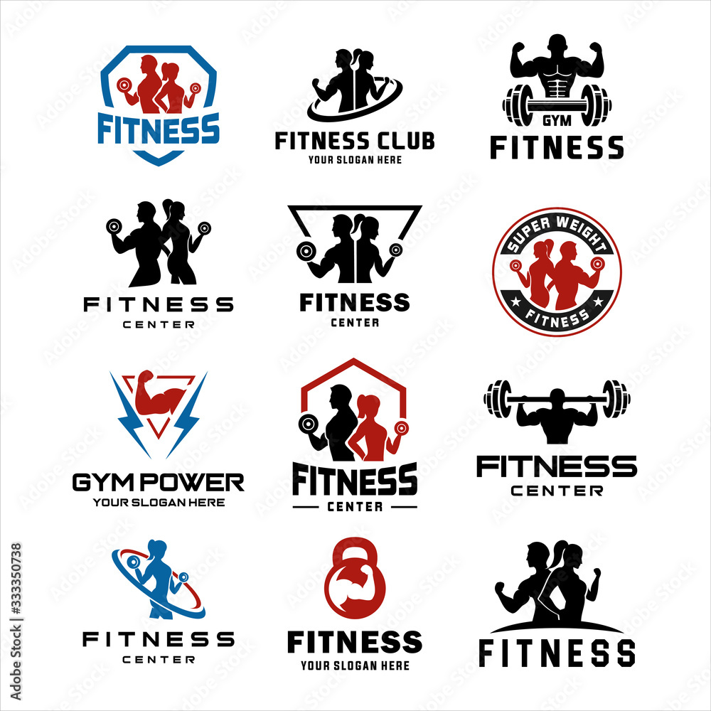 Set Of Fitness Center Logo Sport And Fitness Logo Design Gym Logo Icon Design Vector Stock Fitness Idea Logo Design Inspiration Wall Mural Erick Studio