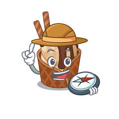 Sticker - coffee ice cream an experienced explorer with a compass