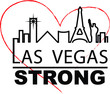 Las vegas strong city outline with red outline heart in the background