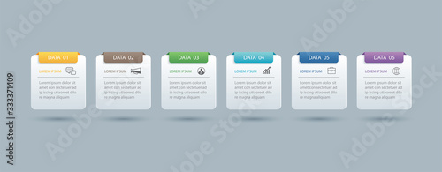 Fotomural 6 infographics rectangle paper index with data template