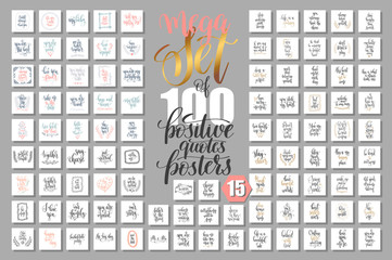 mega set of 100 positive quotes posters, motivational and inspirational phrases isolated to print,