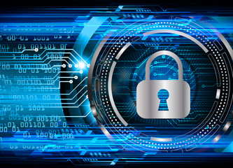 closed padlock on digital background, cyber security