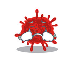 Sticker - A Crying buldecovirus cartoon mascot design style