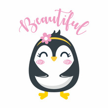 Beautiful Penguin Design Vector Illustration Ready For Print On Tee, Poster And Other Uses.