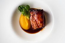 Delicious Baked Pork Belly With Vegetable Puree
