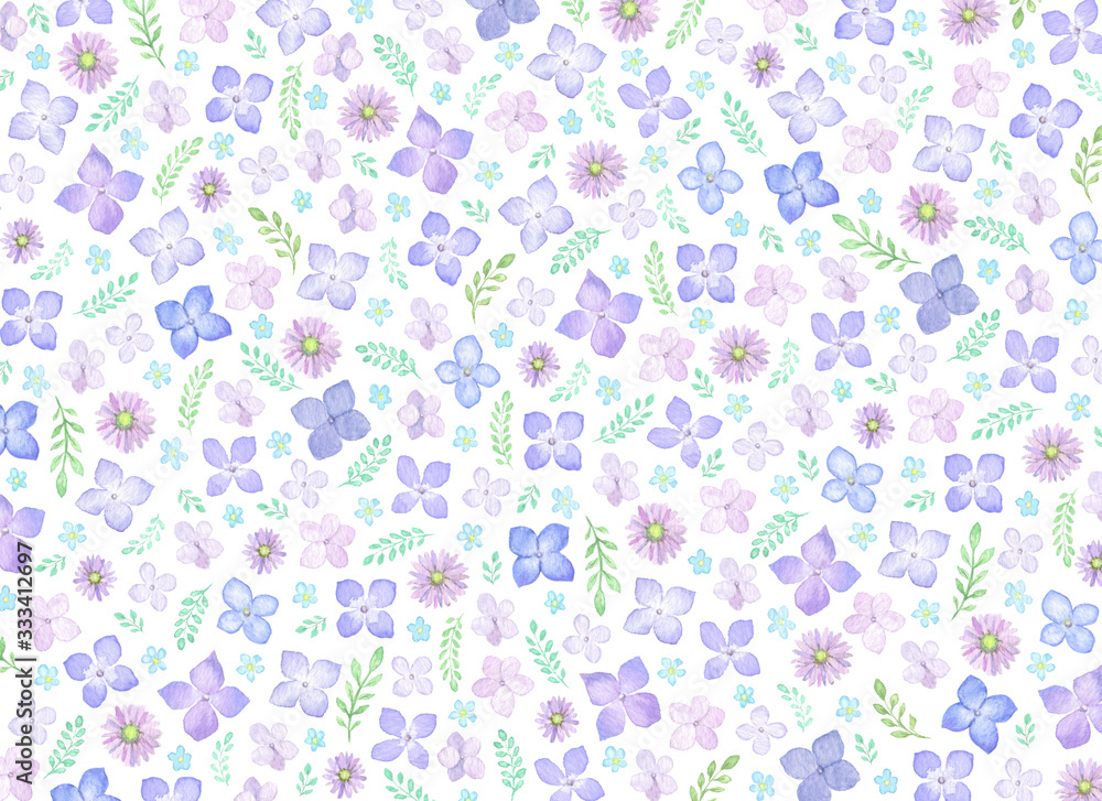 花 花柄 水彩 背景 イラスト 紫陽花 デイジー の Stock イラスト