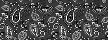 Black And White Vector Paisley All Over Seamless Pattern