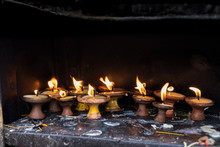 Prayer Candle(Diyo) Is Lit By The Devotees In Temple, Stupas As Well As Churches As A Way Of Worshipping The God