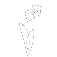 Sticker - Spring flowers isolated on white background. Continuous line drawing. Vector illustration