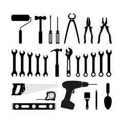 Wall Mural - silhouette icon carpentry tool vector design concept