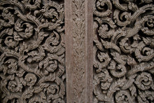 Lod Wood Door And Thai Pattern