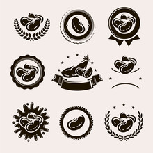 Beans Labels And Elements Set. Collection Icon Beans. Vector