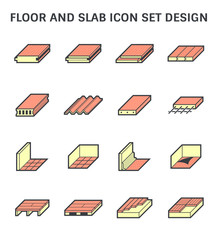 Wall Mural - Wood floor tile floor and slab vector icon set design.