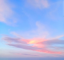 gentle sky with fantastic pink-lilac clouds.