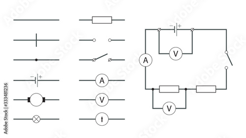 Cuadros en Lienzo Visual vector illustration shows the symbols used in electrical circuits