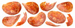 Sliced salami, hot smoked pepperoni sausage isolated on white background
