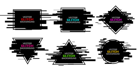 Wall Mural - glitch vector frame. symbol of cyberpunk, hacker attack. modern design, technological error. texture