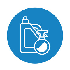 Poster - cleaning products bottles icon, block style