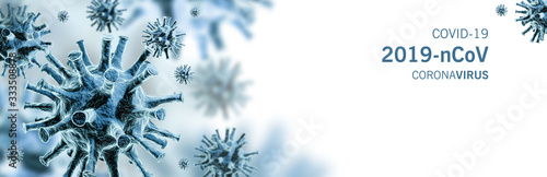 Fotografía Image of flu COVID-19 virus cell