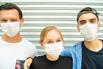 People wearing a face mask protecting them