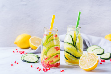 Wall Mural - Fresh cool lemon cucumber rosemary infused water detox drink